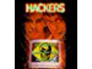 Hackers poster showing skull on flaming computer
