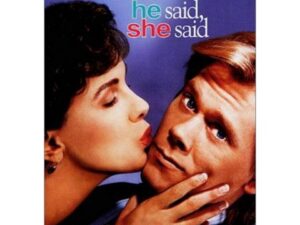 Movie poster: woman kissing skeptical man's cheek