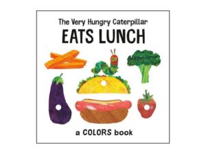 The Very Hungry Caterpillar book cover with food