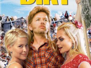 Man with mullet between two women, dog