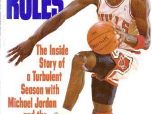 Basketball player dribbling on magazine cover