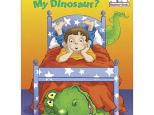 Children's book cover: boy and hidden dinosaur