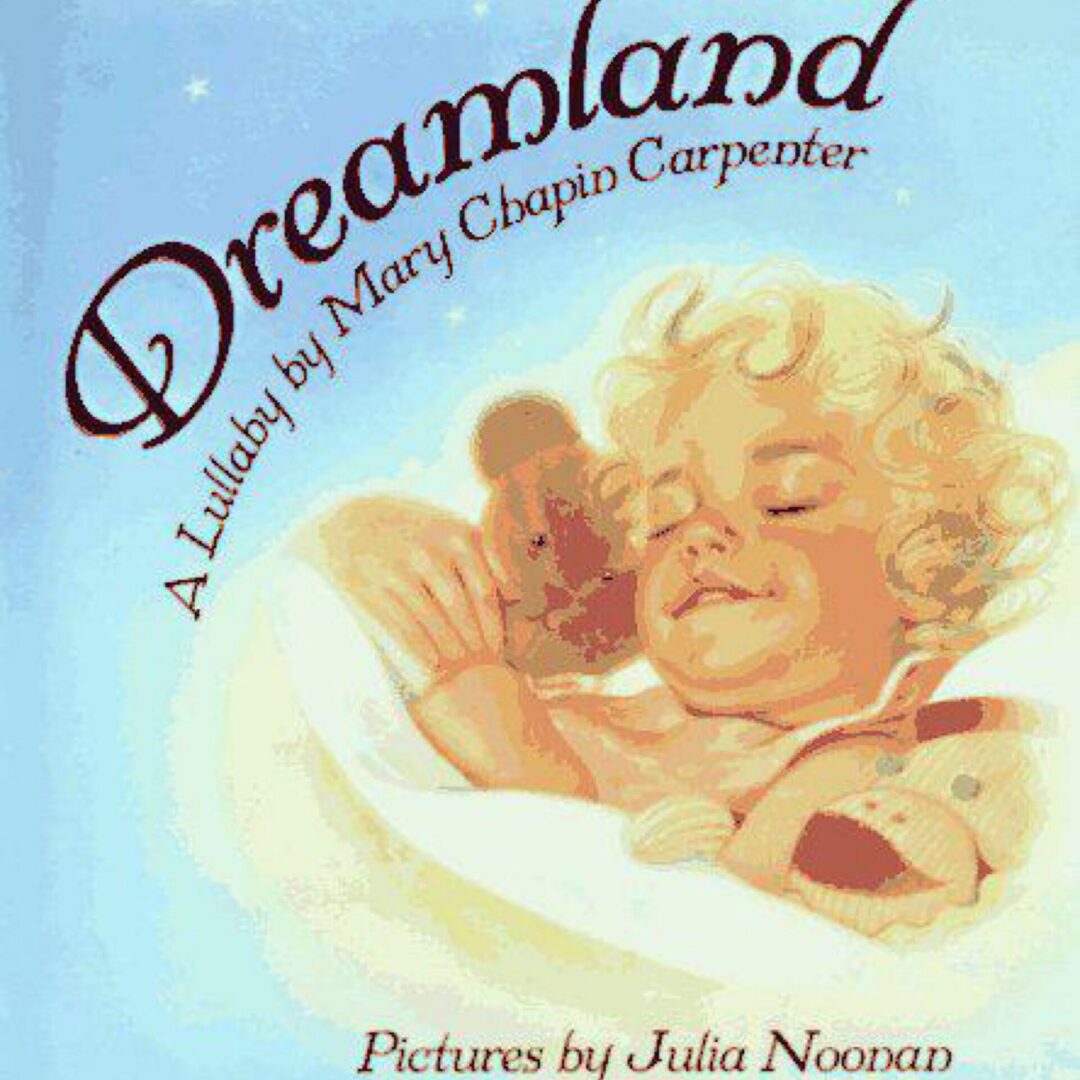 Dreamland book cover: sleeping child with teddy bear