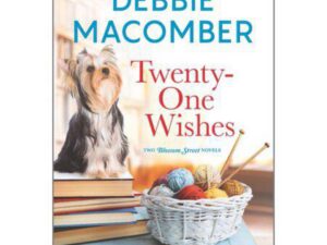 Book cover with small dog, books, yarn