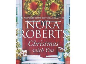 Festive book cover with wreaths and snowy steps
