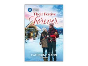 Book cover: couple with dog by snowy cabin