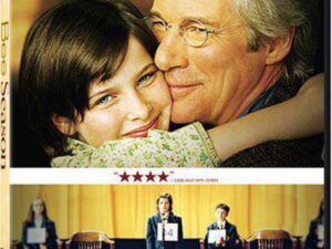 Older man embracing smiling girl, spelling bee below