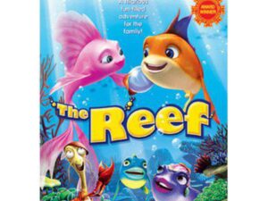 Animated movie poster showing smiling reef fish