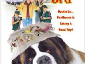 Family with St. Bernard dog and RV poster