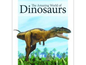 Book cover with roaring theropod dinosaur