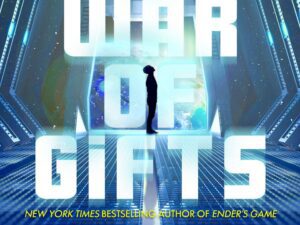Futuristic corridor with silhouetted figure and title