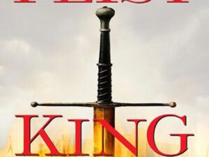 Sword centered above flames on book cover