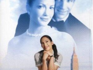 Woman sitting with city skyline and ghostly couple