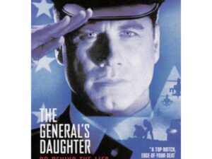 Uniformed man saluting on military thriller poster