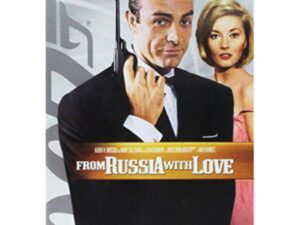 Classic spy movie poster: tuxedoed man with pistol
