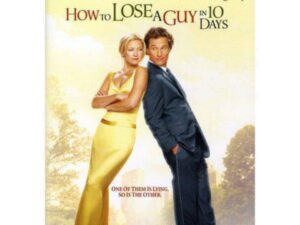 Romantic comedy poster, couple back-to-back