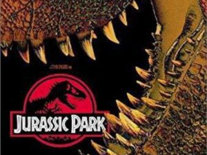 Jurassic Park logo inside dinosaur jaws