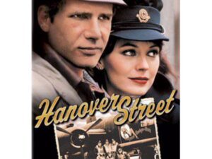 Vintage wartime romance movie poster with couple