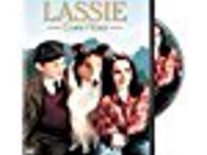 Lassie DVD cover with dog and family