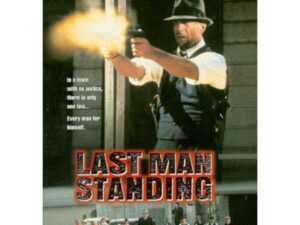 Man in fedora firing pistol on movie poster