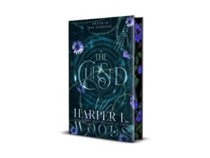 The Cursed book cover: teal maze, purple flowers