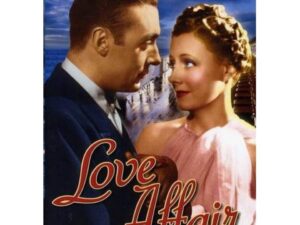 Romantic vintage movie poster showing couple